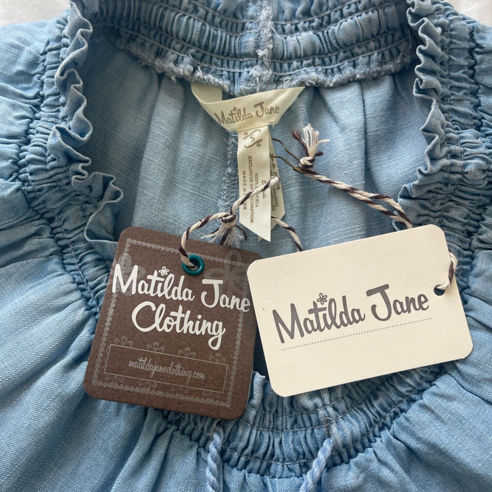 NWT Matilda Jane Over & Over Cropped Chambray Drawstring Wide Leg Pants Size S - Picture 3 of 10